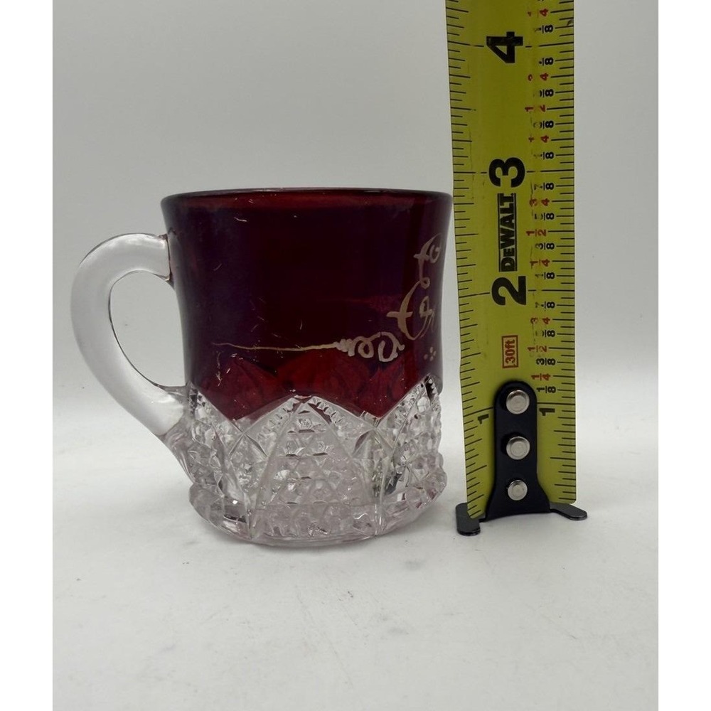 Vintage Ruby Flash Glass Mug Eliza 1910 Personalized Souvenir Cup 3" Tall - Picture 7 of 7